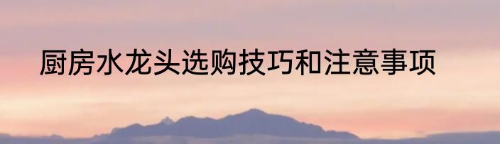 厨房水龙头选购技巧和注意事项