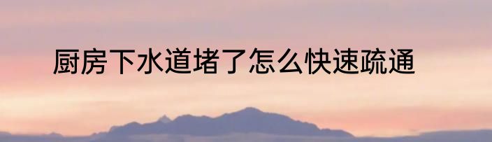 厨房下水道堵了怎么快速疏通