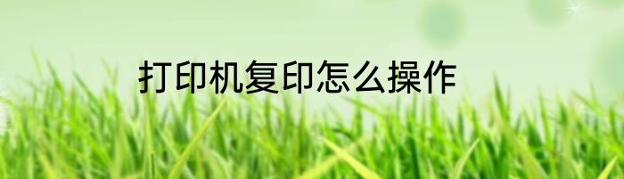 打印机复印怎么操作