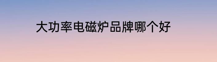 大功率电磁炉品牌哪个好