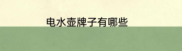 电水壶牌子有哪些