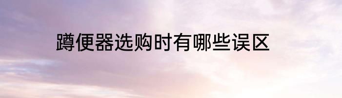 蹲便器选购时有哪些误区