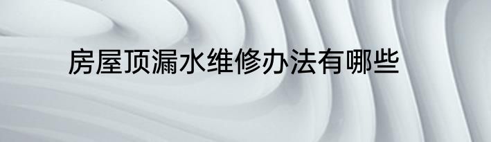 房屋顶漏水维修办法有哪些
