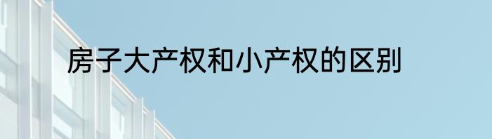 房子大产权和小产权的区别