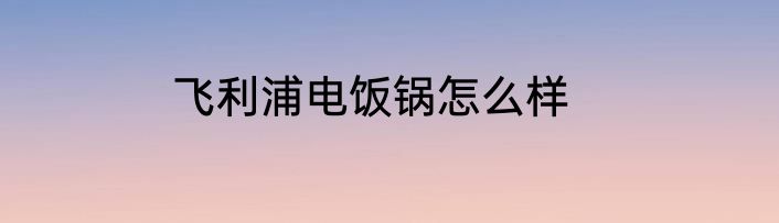 飞利浦电饭锅怎么样