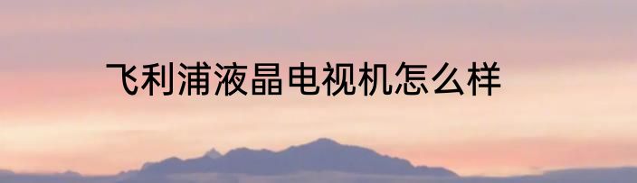 飞利浦液晶电视机怎么样