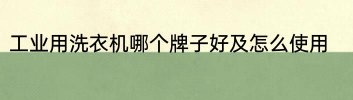 工业用洗衣机哪个牌子好及怎么使用