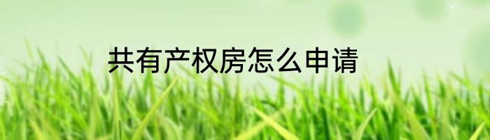 共有产权房怎么申请