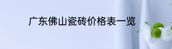 广东佛山瓷砖价格表一览