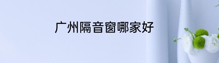 广州隔音窗哪家好