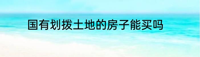 国有划拨土地的房子能买吗