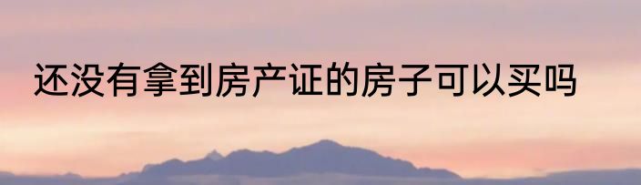 还没有拿到房产证的房子可以买吗