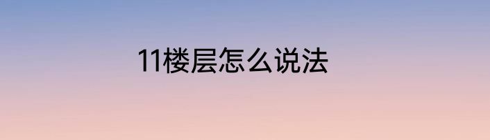 11楼层怎么说法