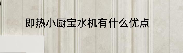 即热小厨宝水机有什么优点