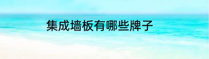 集成墙板有哪些牌子