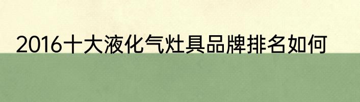 2016十大液化气灶具品牌排名如何