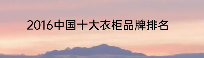 2016中国十大衣柜品牌排名
