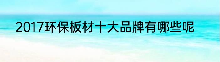 2017环保板材十大品牌有哪些呢