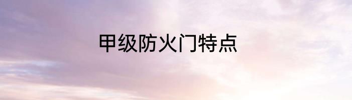 甲级防火门特点