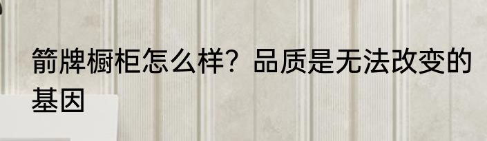 箭牌橱柜怎么样？品质是无法改变的基因