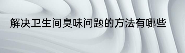 解决卫生间臭味问题的方法有哪些