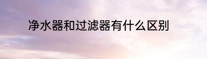 净水器和过滤器有什么区别