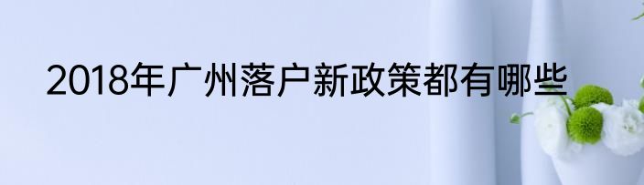 2018年广州落户新政策都有哪些