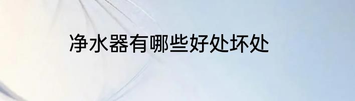 净水器有哪些好处坏处