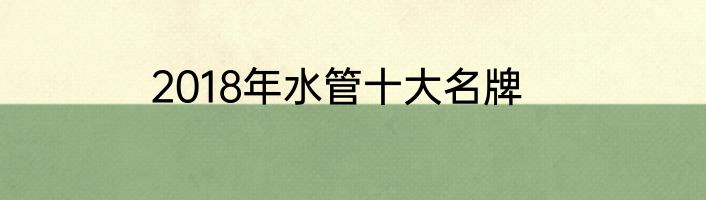 2018年水管十大名牌