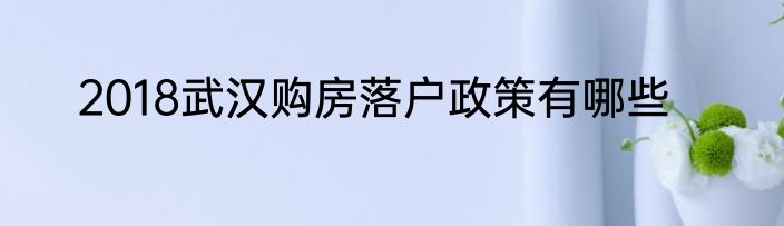 2018武汉购房落户政策有哪些