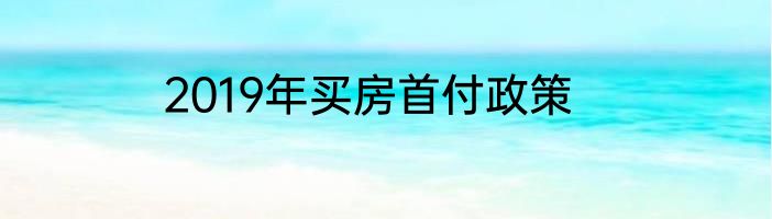 2019年买房首付政策