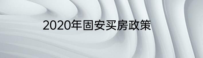 2020年固安买房政策