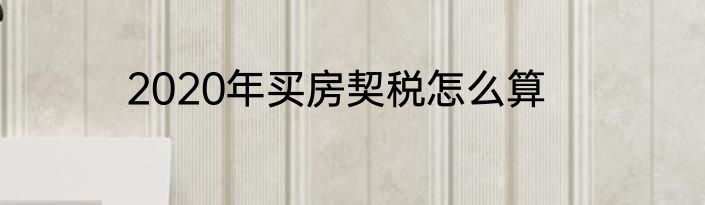 2020年买房契税怎么算
