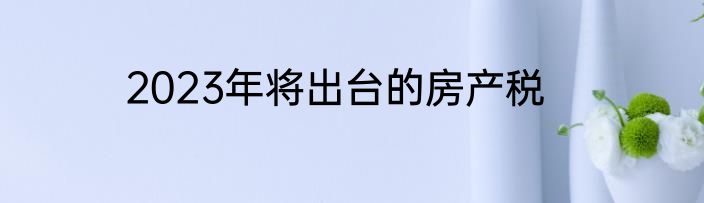 2023年将出台的房产税