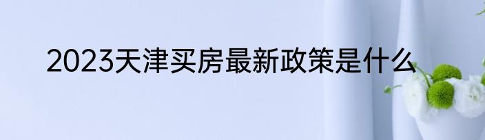 2023天津买房最新政策是什么