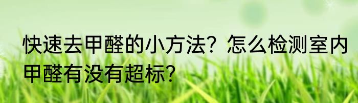 快速去甲醛的小方法？怎么检测室内甲醛有没有超标？