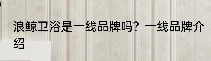 浪鲸卫浴是一线品牌吗?一线品牌介绍