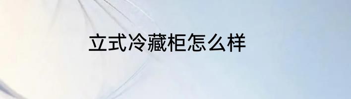 立式冷藏柜怎么样