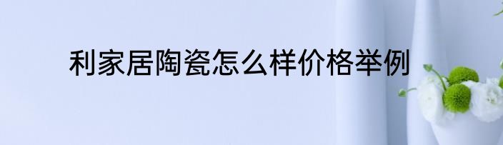 利家居陶瓷怎么样价格举例