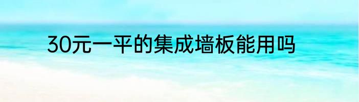 30元一平的集成墙板能用吗