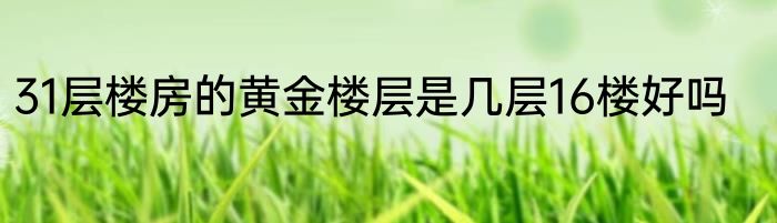 31层楼房的黄金楼层是几层16楼好吗