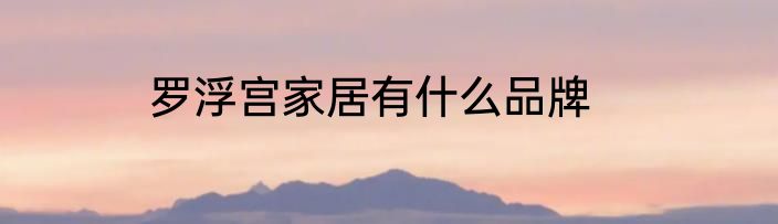 罗浮宫家居有什么品牌