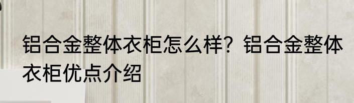 铝合金整体衣柜怎么样?铝合金整体衣柜优点介绍