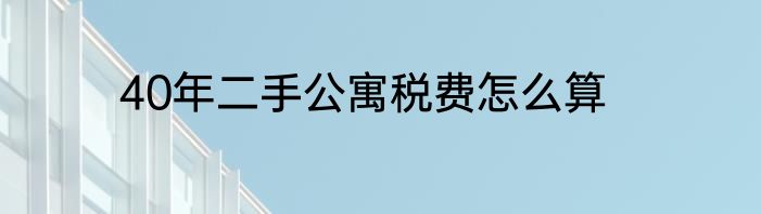40年二手公寓税费怎么算