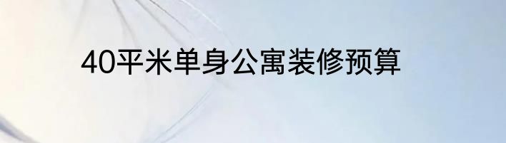 40平米单身公寓装修预算