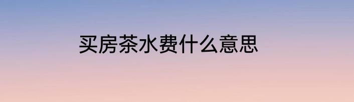买房茶水费什么意思