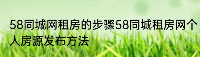 58同城网租房的步骤58同城租房网个人房源发布方法