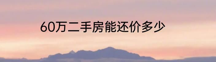 60万二手房能还价多少