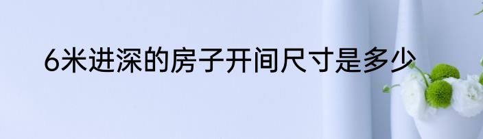 6米进深的房子开间尺寸是多少