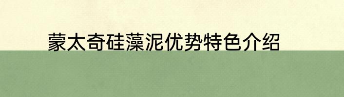 蒙太奇硅藻泥优势特色介绍
